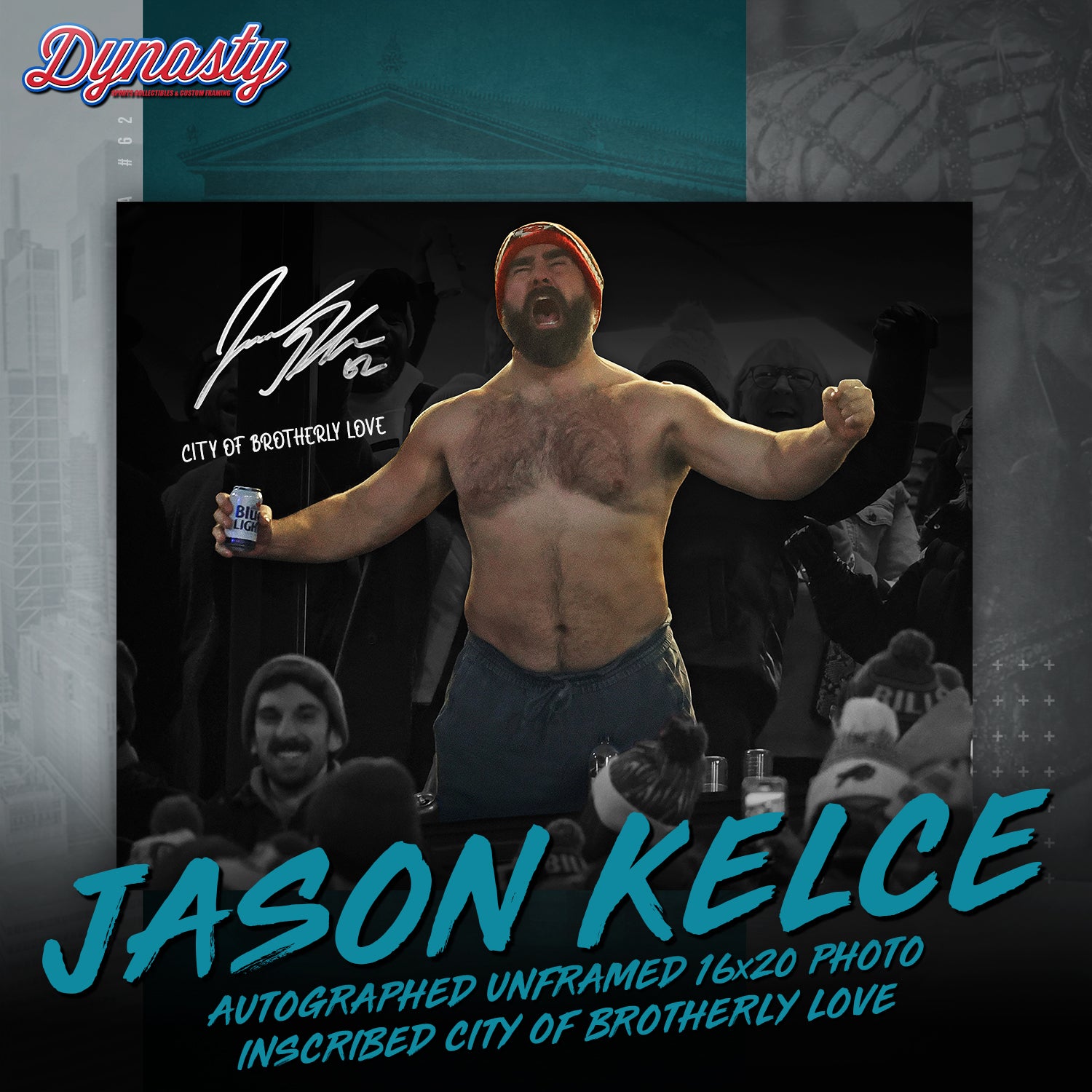 Jason Kelce Celebrates Buffalo Bills Mafia Photo | Retirement Pre-Sale Opportunity - Dynasty Sports & Framing 
