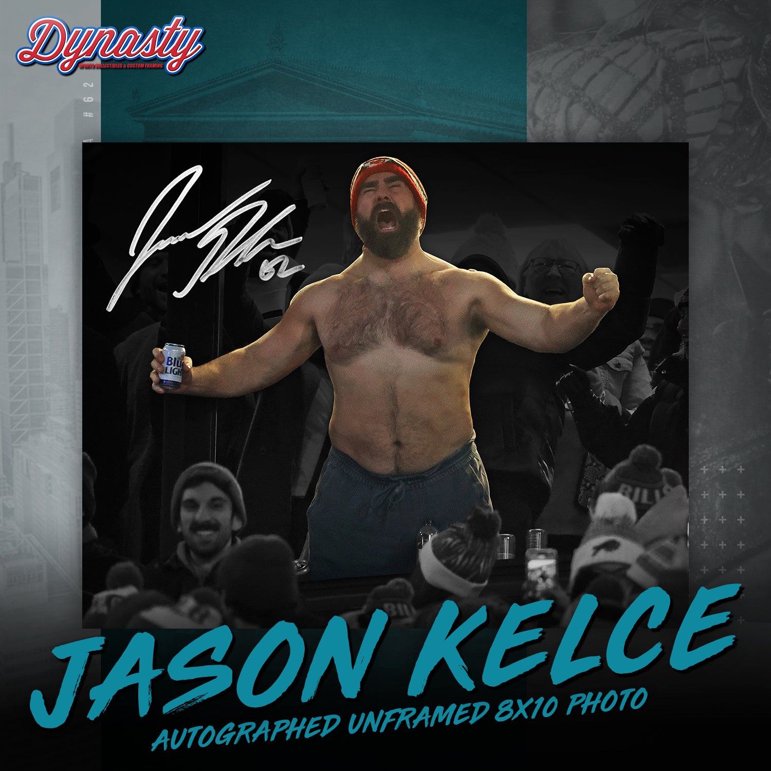 Jason Kelce Celebrates Buffalo Bills Mafia Photo | Retirement Pre-Sale Opportunity - Dynasty Sports & Framing 