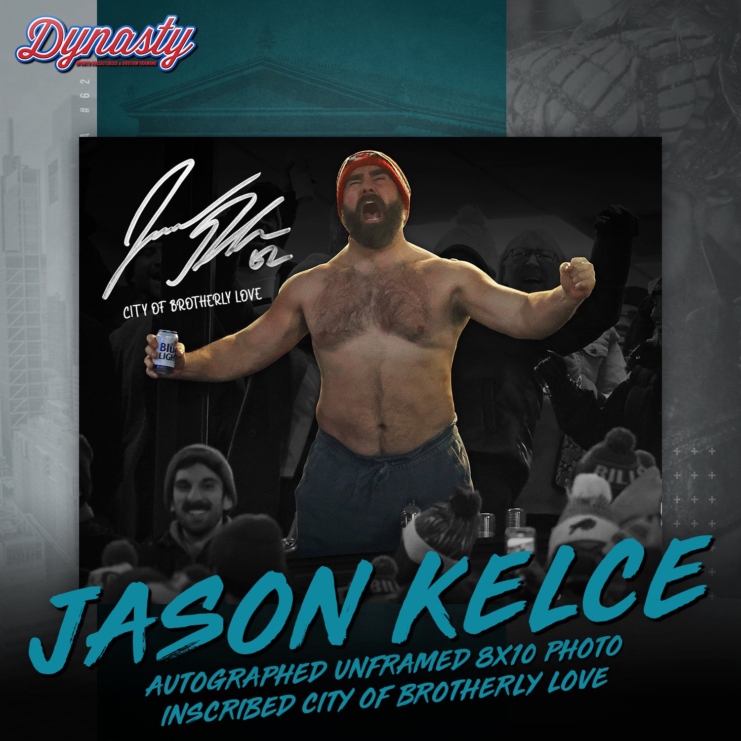 Jason Kelce Celebrates Buffalo Bills Mafia Photo | Retirement Pre-Sale Opportunity - Dynasty Sports & Framing 