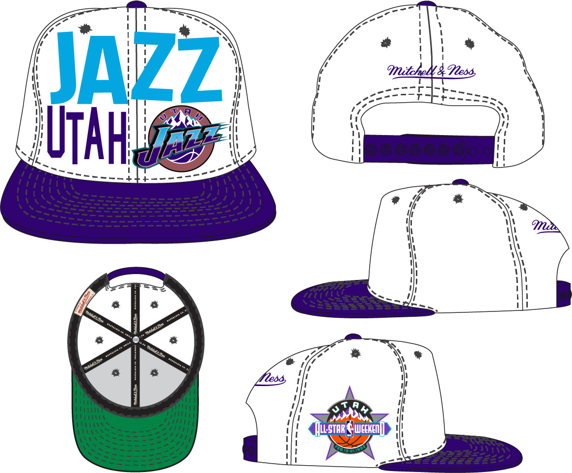 Utah Jazz Mitchell & Ness Toss Up Snapback Vintage Hat