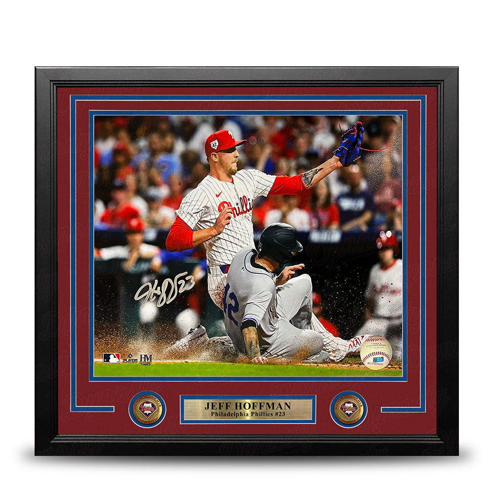 Jeff Hoffman Play at the Plate Philadelphia Phillies Autographed 16" x 20" Framed Baseball Photo