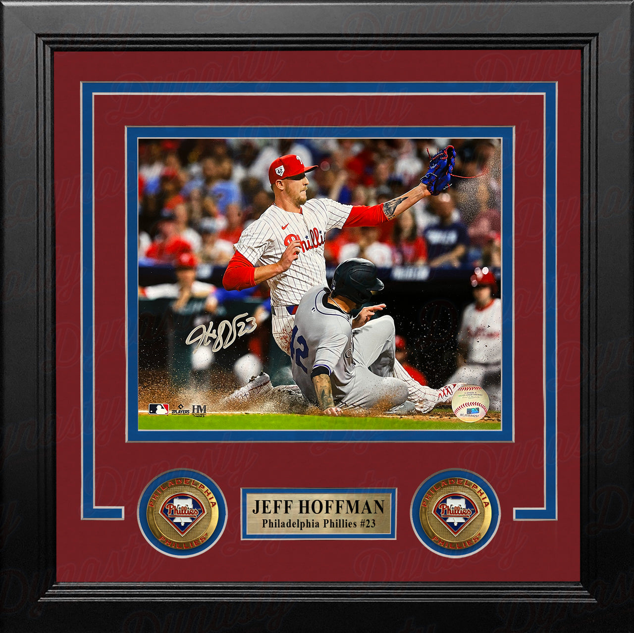 Jeff Hoffman Play at the Plate Philadelphia Phillies Autographed 8" x 10" Framed Baseball Photo