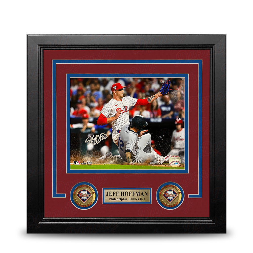 Jeff Hoffman Play at the Plate Philadelphia Phillies Autographed 8" x 10" Framed Baseball Photo