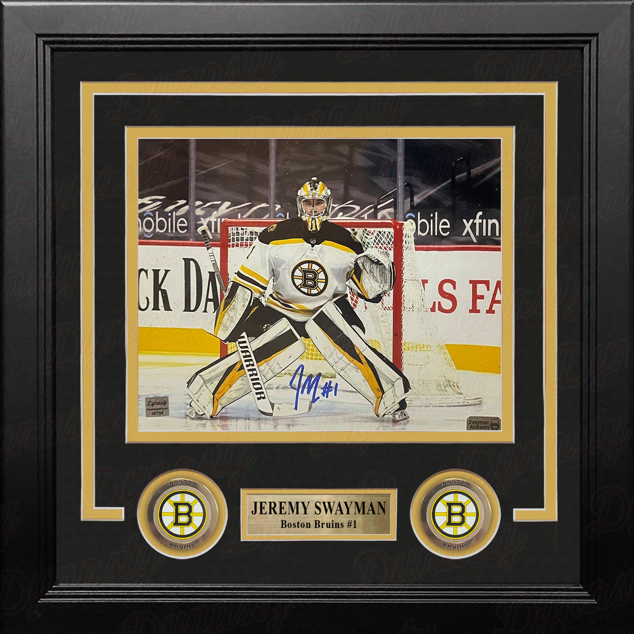 Jeremy Swayman in White Boston Bruins Autographed 8" x 10" Framed Hockey Photo