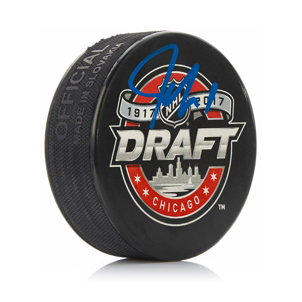 Jeremy Swayman Boston Bruins Autographed 2017 NHL Draft Logo Puck