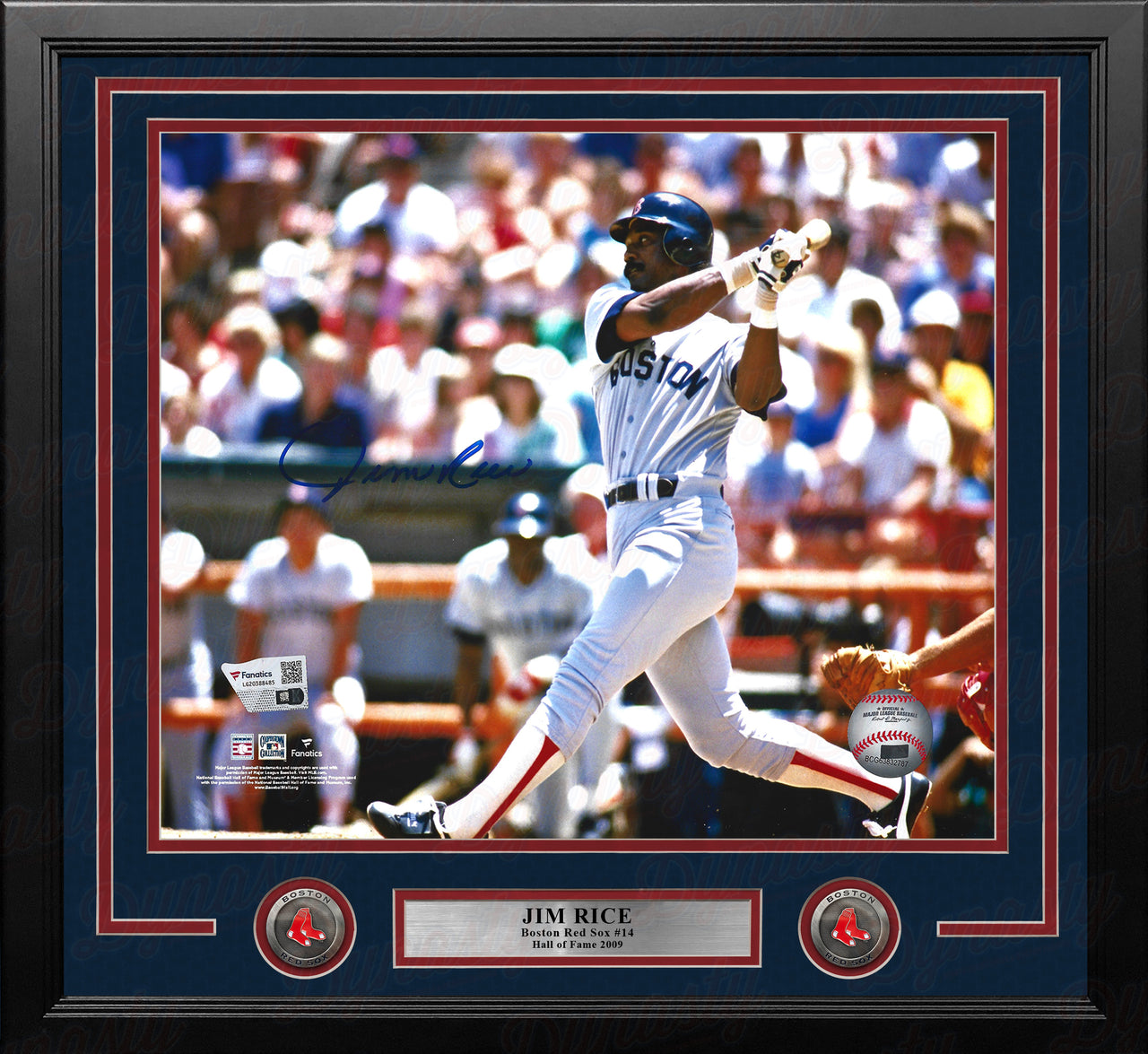 Jim Rice Swinging Action Boston Red Sox Autographed 11" x 14" Framed Baseball Photo - Dynasty Sports & Framing 