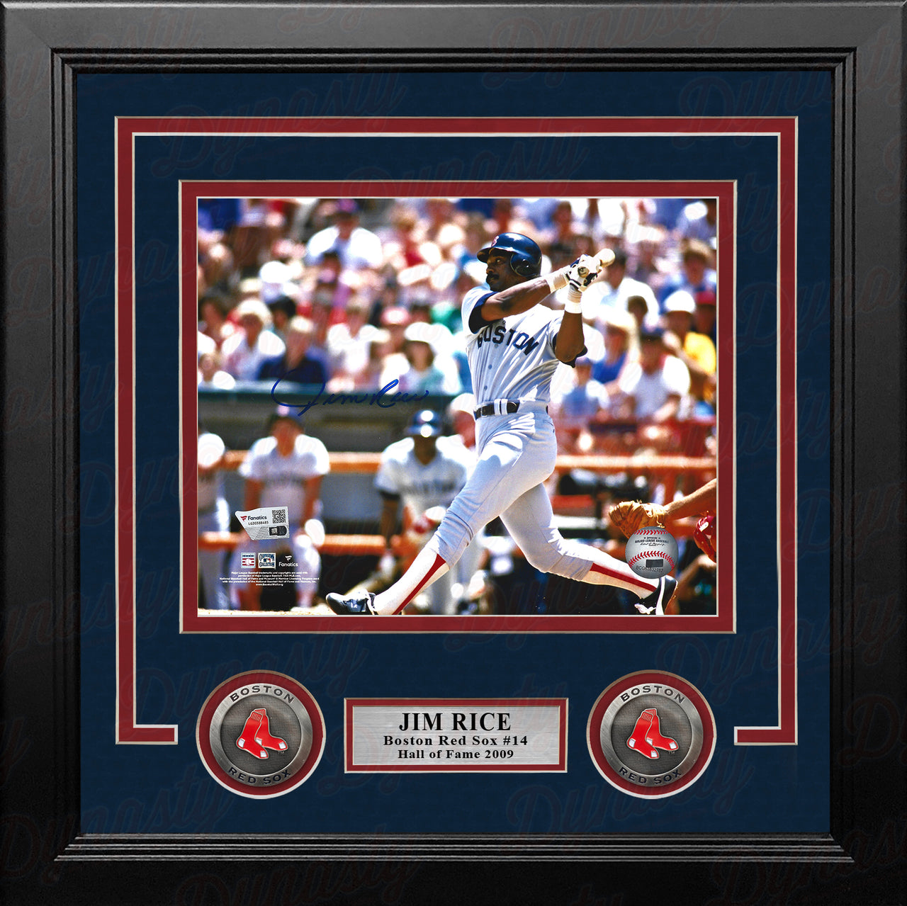 Jim Rice Swinging Action Boston Red Sox Autographed 8" x 10" Framed Baseball Photo - Dynasty Sports & Framing 