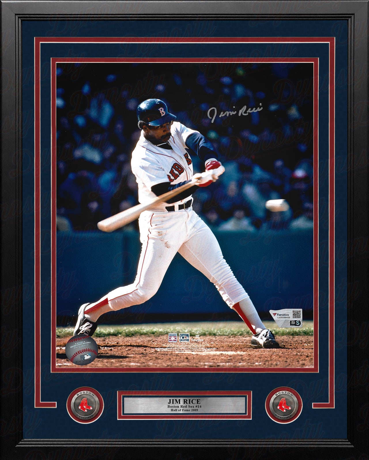 Jim Rice At-Bat Boston Red Sox Autographed 11" x 14" Framed Baseball Photo - Dynasty Sports & Framing 