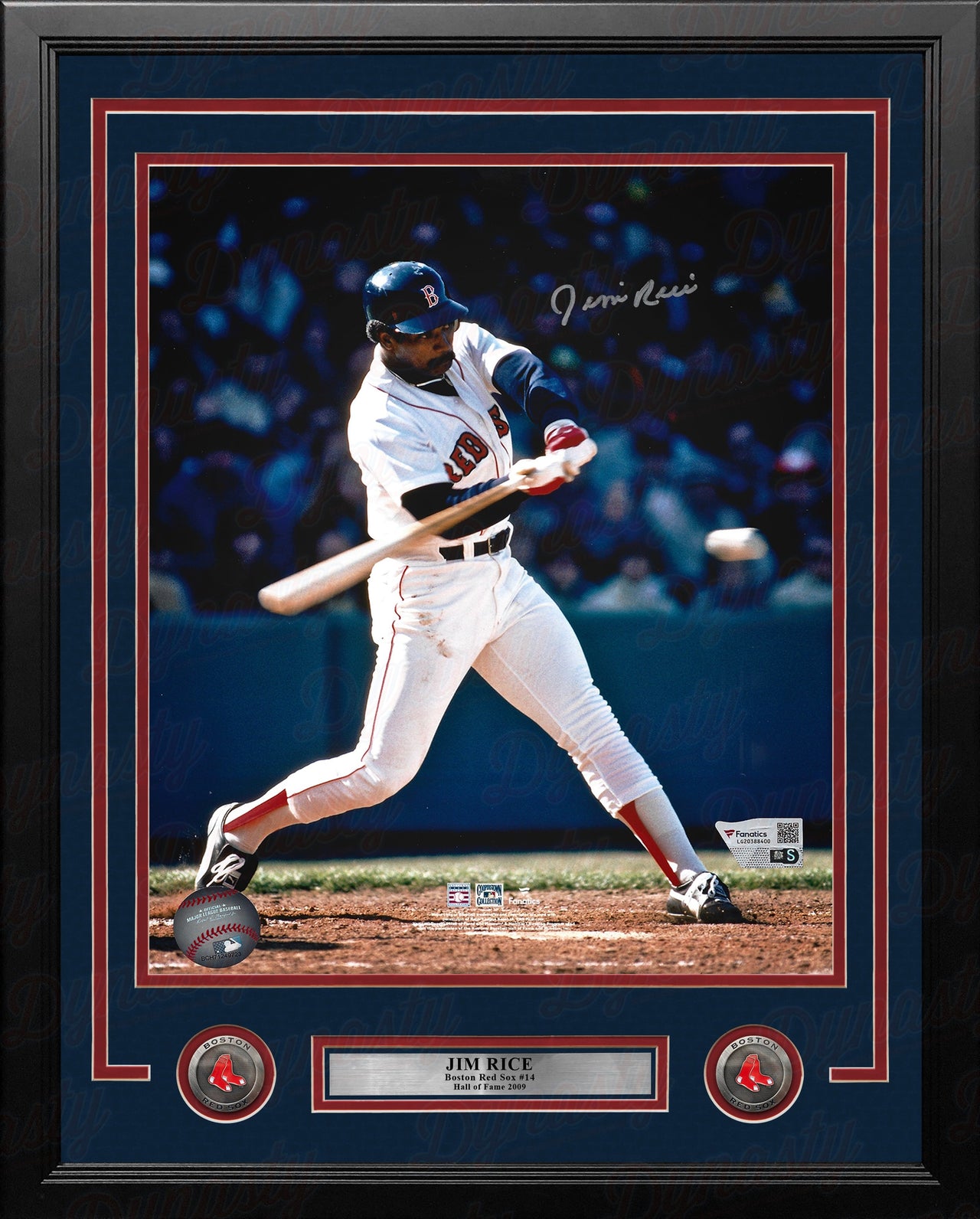 Jim Rice At-Bat Boston Red Sox Autographed 16" x 20" Framed Baseball Photo - Dynasty Sports & Framing 