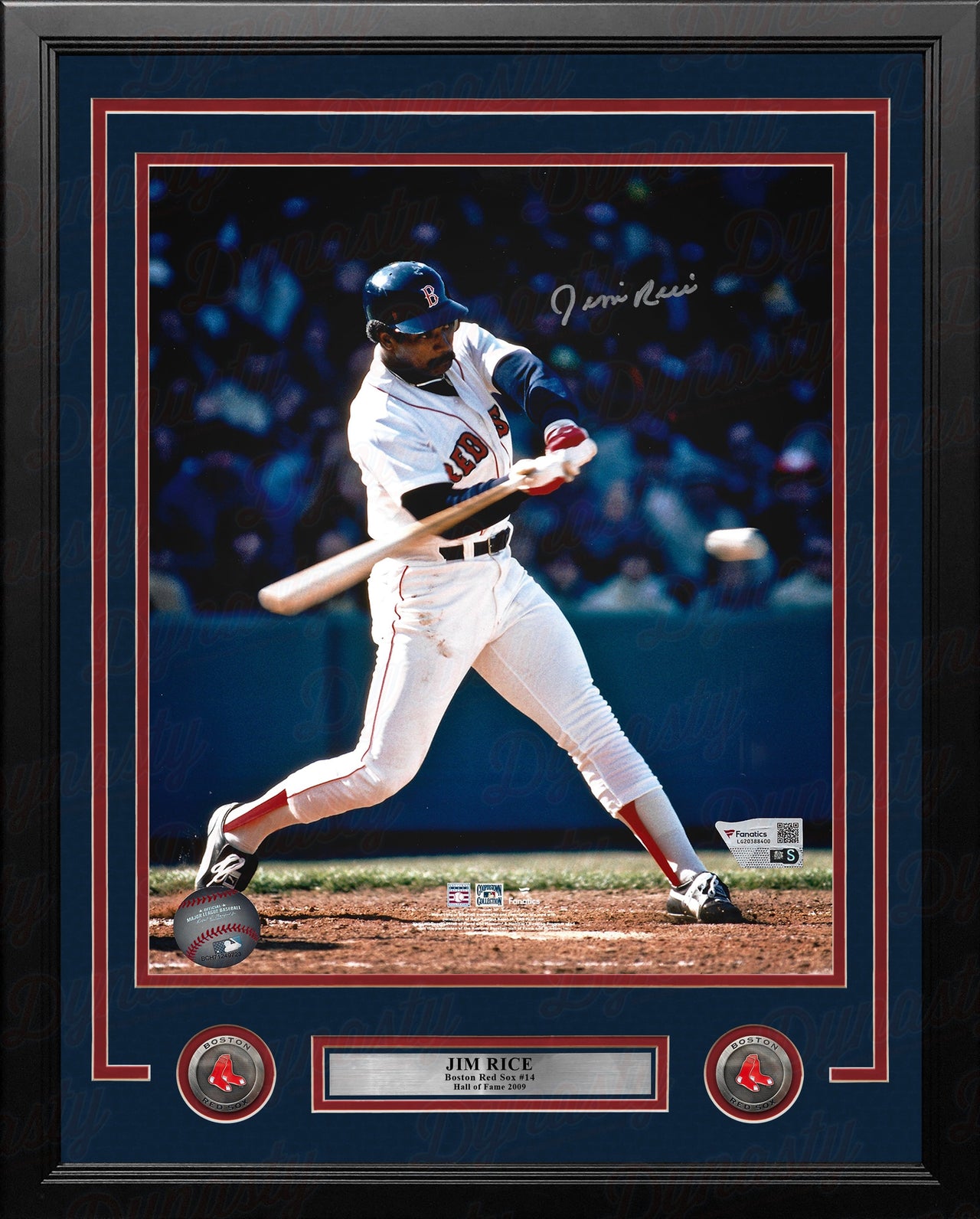 Jim Rice At-Bat Boston Red Sox Autographed 16" x 20" Framed Baseball Photo - Dynasty Sports & Framing