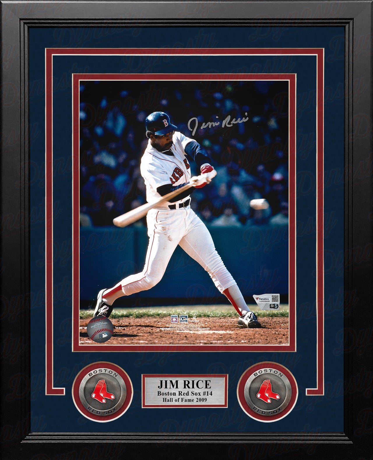 Jim Rice At-Bat Boston Red Sox Autographed 8" x 10" Framed Baseball Photo - Dynasty Sports & Framing 