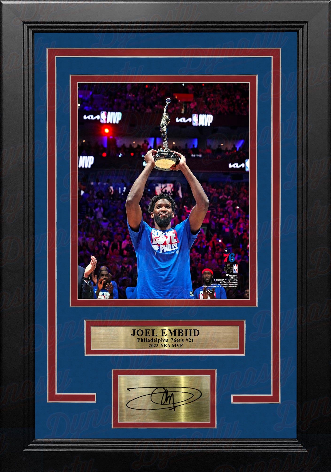 Joel Embiid 2023 MVP Trophy Philadelphia 76ers 8" x 10" Framed Basketball Photo with Engraved Autograph - Dynasty Sports & Framing 