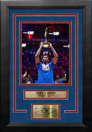 Joel Embiid 2023 MVP Trophy Philadelphia 76ers 8" x 10" Framed Basketball Photo with Engraved Autograph - Dynasty Sports & Framing 