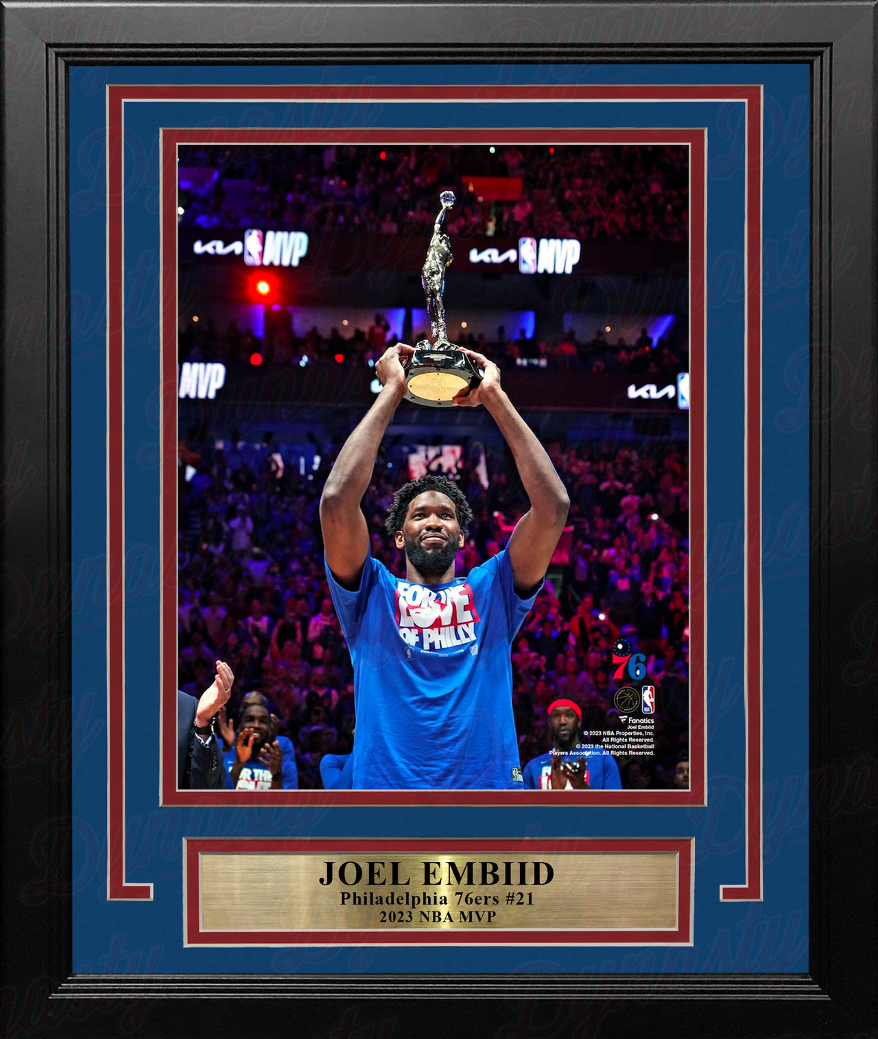 Joel Embiid 2023 MVP Trophy Philadelphia 76ers 8" x 10" Framed Basketball Photo - Dynasty Sports & Framing 
