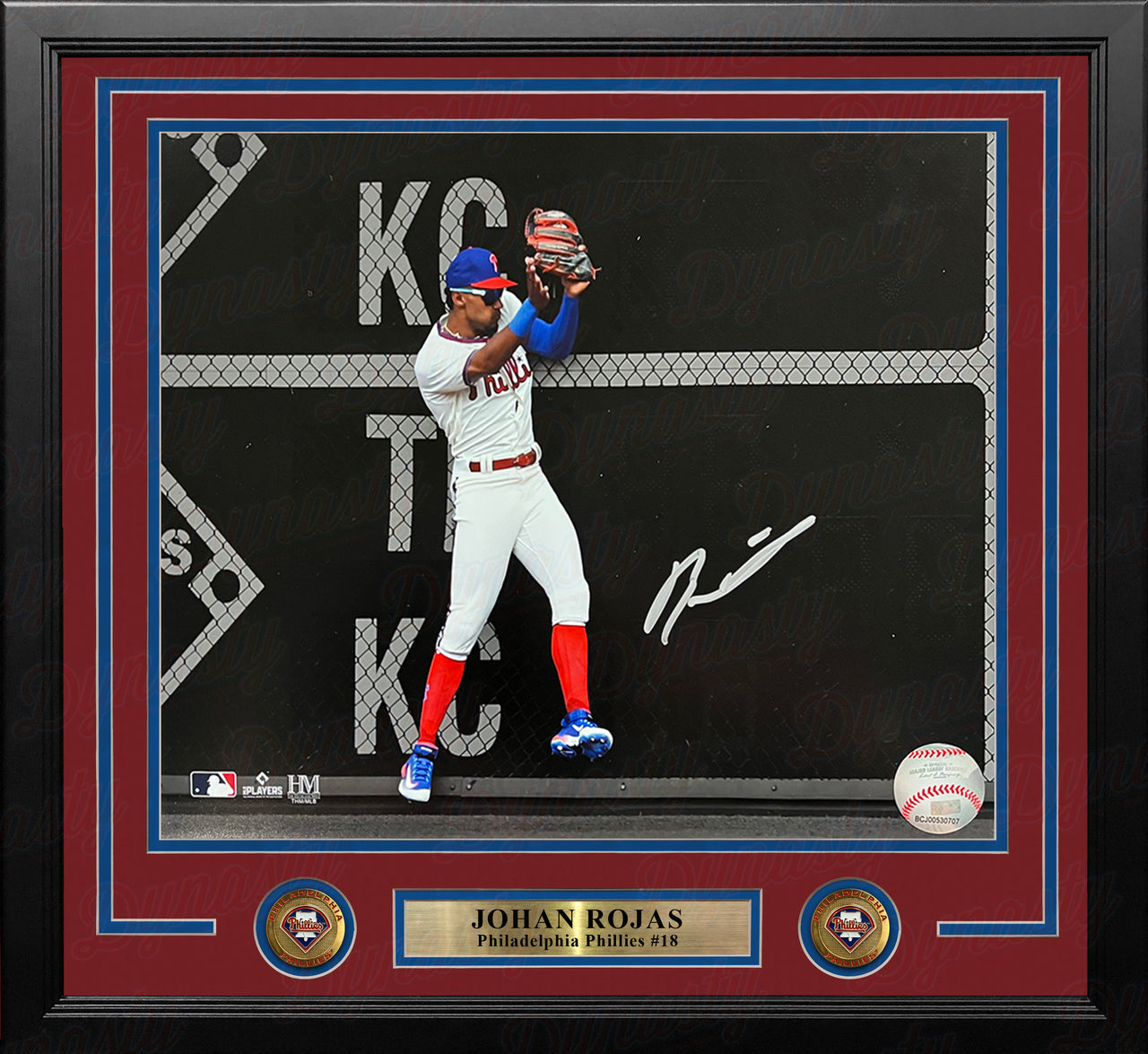 Johan Rojas Double Play Catch Philadelphia Phillies Autographed 16" x 20" Framed Spotlight Photo