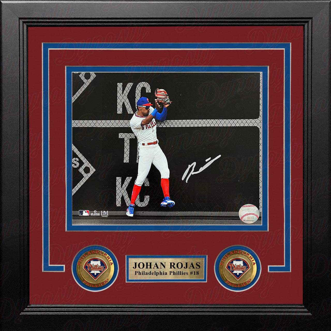 Johan Rojas Double Play Catch Philadelphia Phillies Autographed 8" x 10" Framed Spotlight Photo