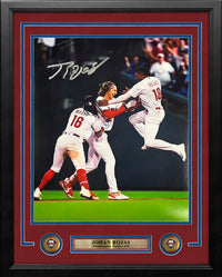 Johan Rojas Celebration Philadelphia Phillies Autographed 16" x 20" Framed Baseball Photo
