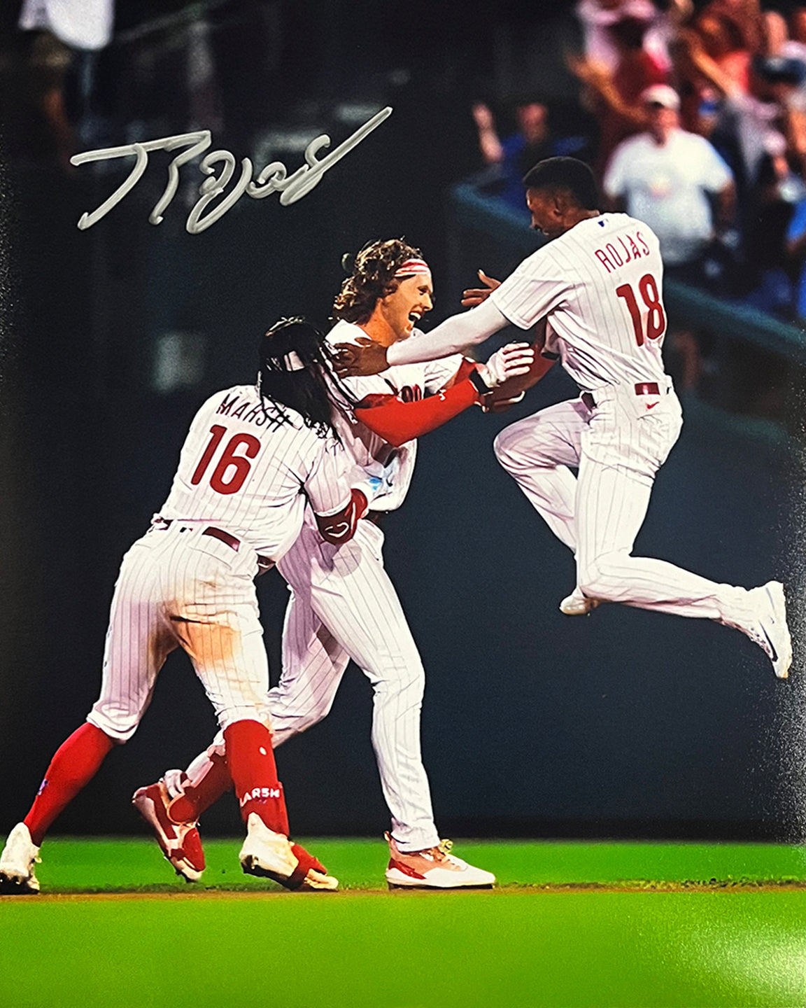 Johan Rojas Celebration Philadelphia Phillies Autographed 8" x 10" Baseball Photo