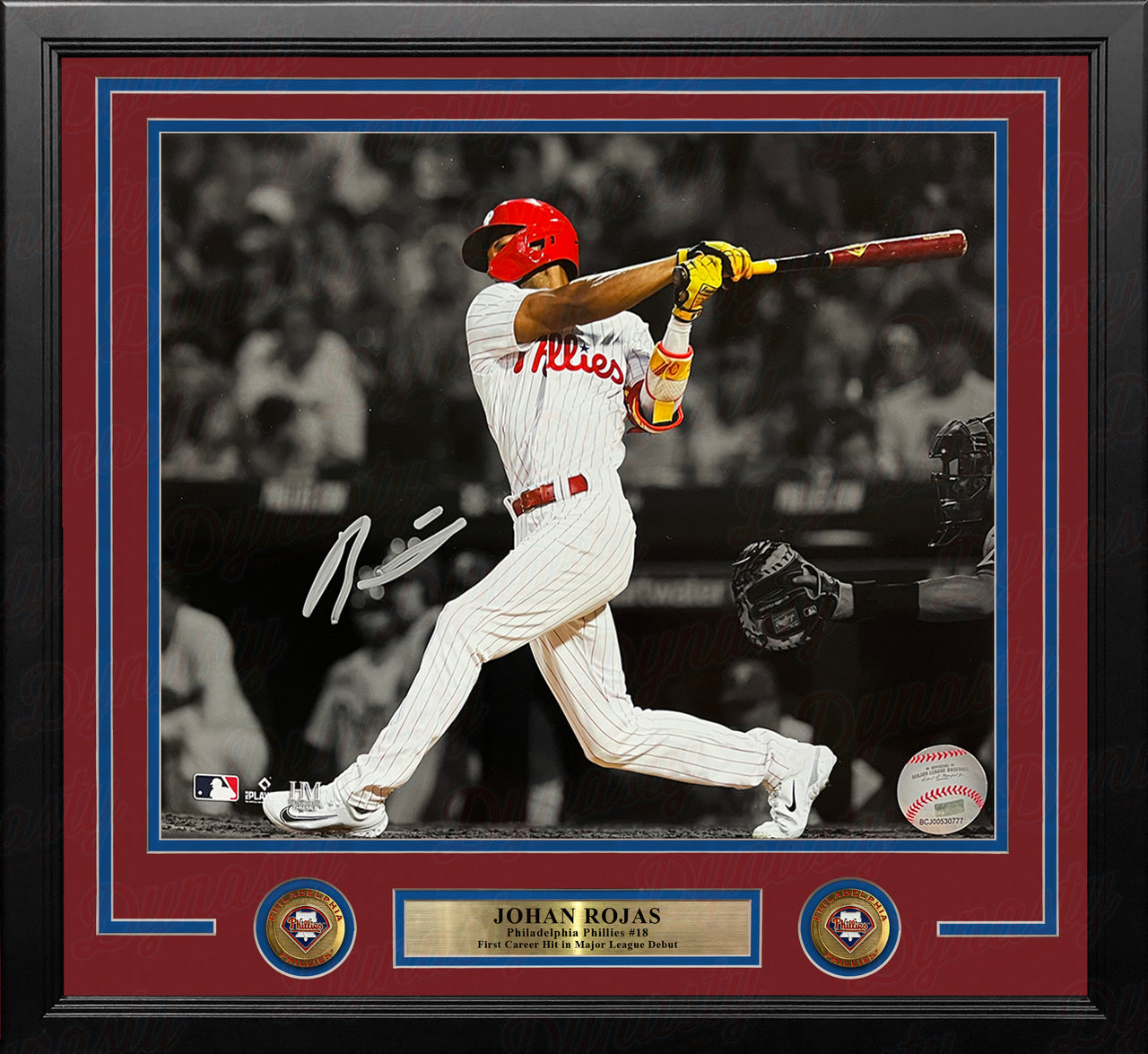 Johan Rojas First Hit Philadelphia Phillies Autographed 11" x 14" Framed Spotlight Baseball Photo