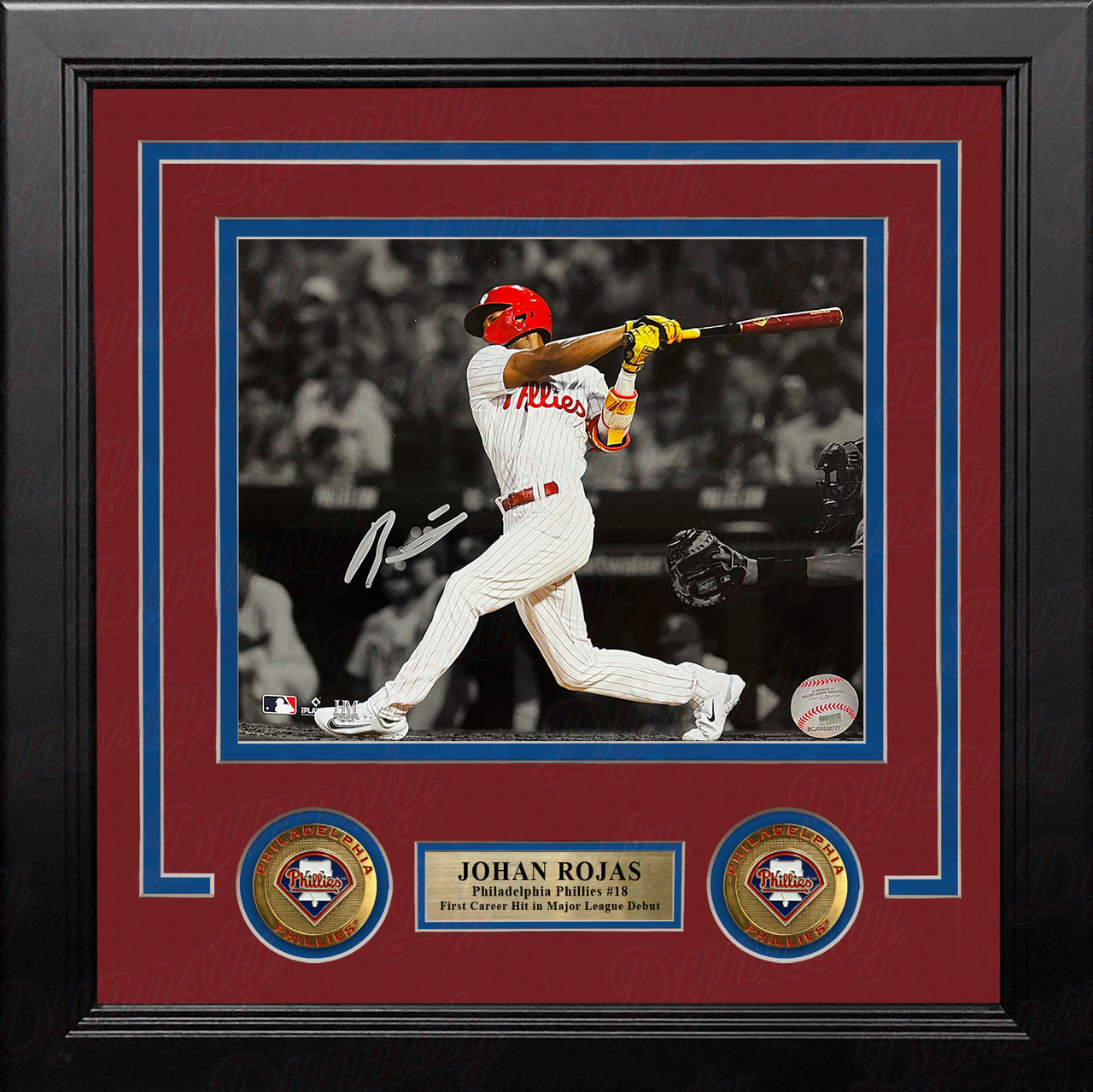 Johan Rojas First Hit Philadelphia Phillies Autographed 8" x 10" Framed Spotlight Baseball Photo