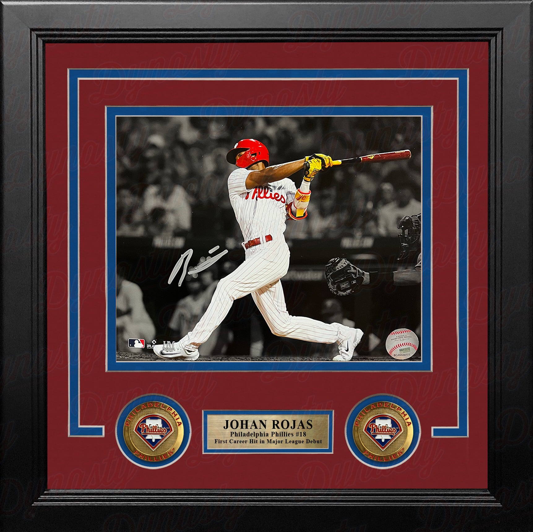 Johan Rojas First Hit Philadelphia Phillies Autographed 8" x 10" Framed Spotlight Baseball Photo