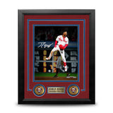 Johan Rojas Jumping on Base Philadelphia Phillies Autographed 8" x 10" Framed Baseball Photo - Dynasty Sports & Framing 