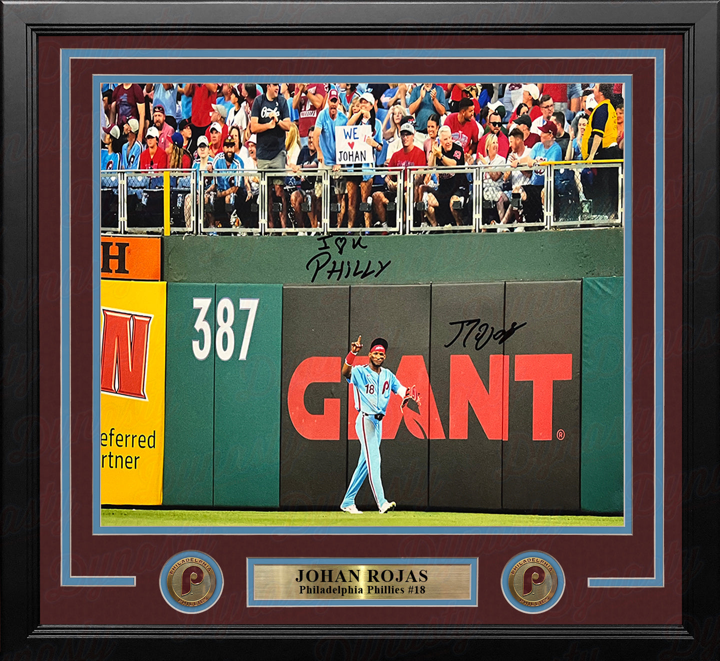 Johan Rojas Philly Love Philadelphia Phillies Autographed 11x14 Framed Photo Inscribed I ♥ Philly