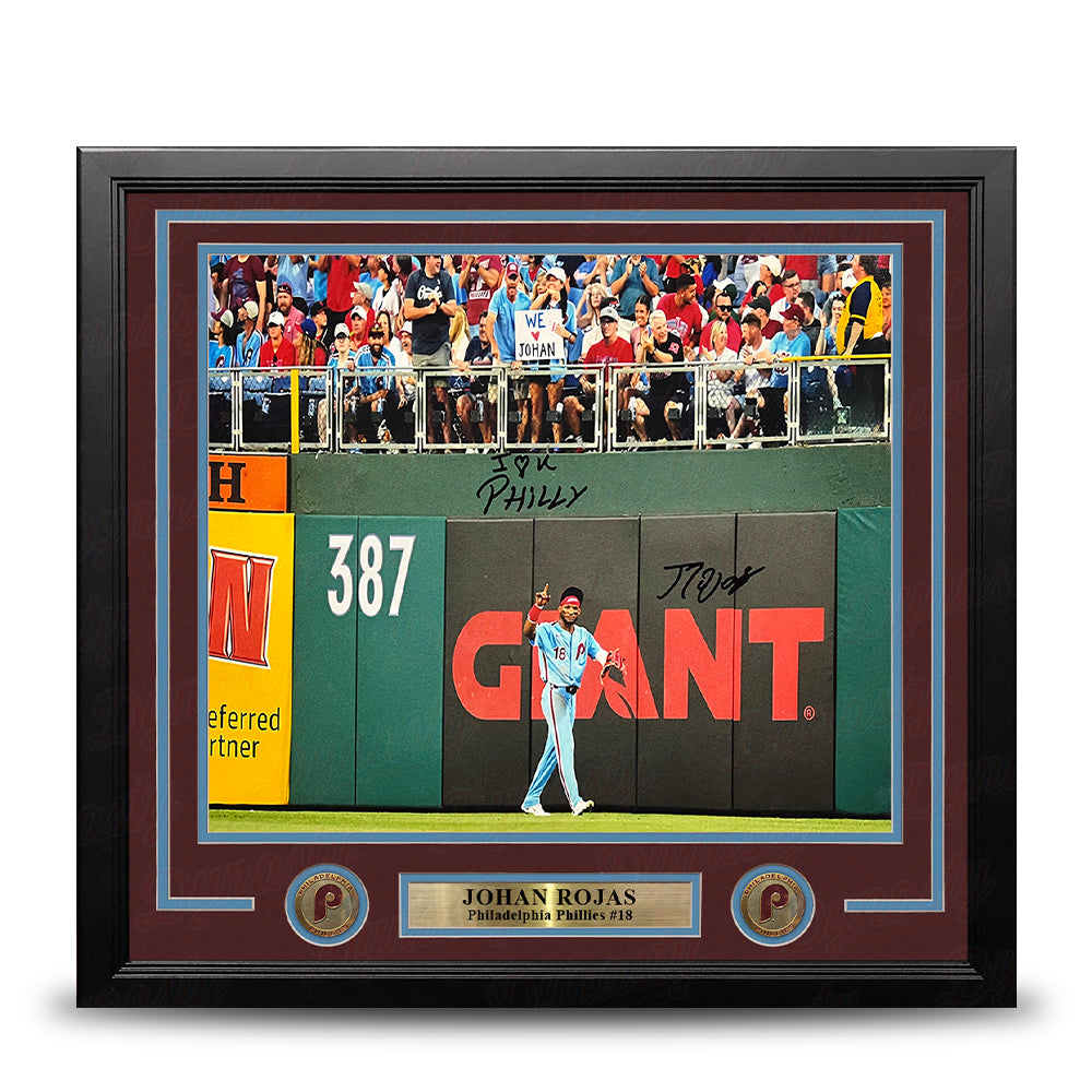 Johan Rojas Philly Love Philadelphia Phillies Autographed 16x20 Framed Photo Inscribed I ♥ Philly