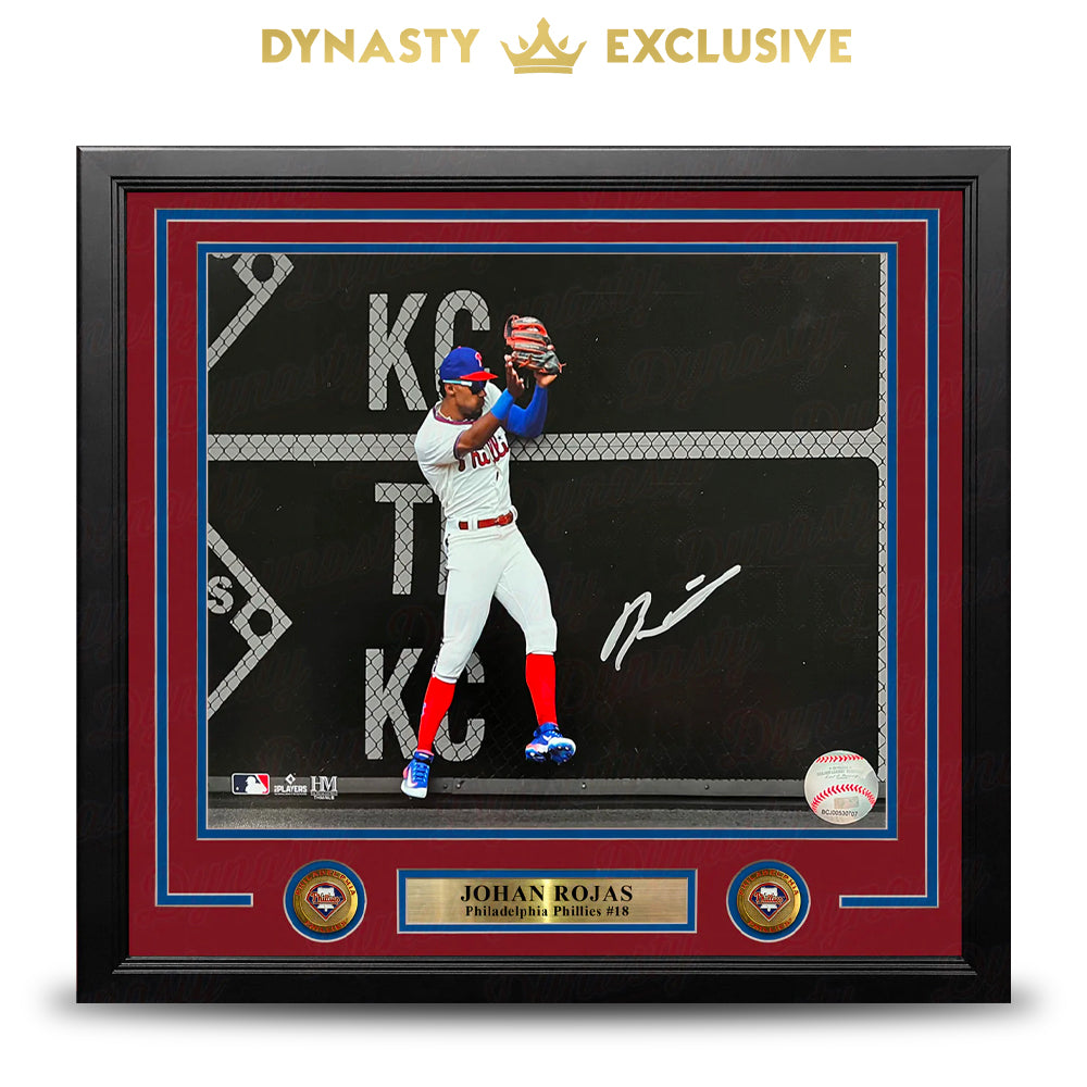 Johan Rojas Double Play Catch Philadelphia Phillies Autographed 11" x 14" Framed Spotlight Photo