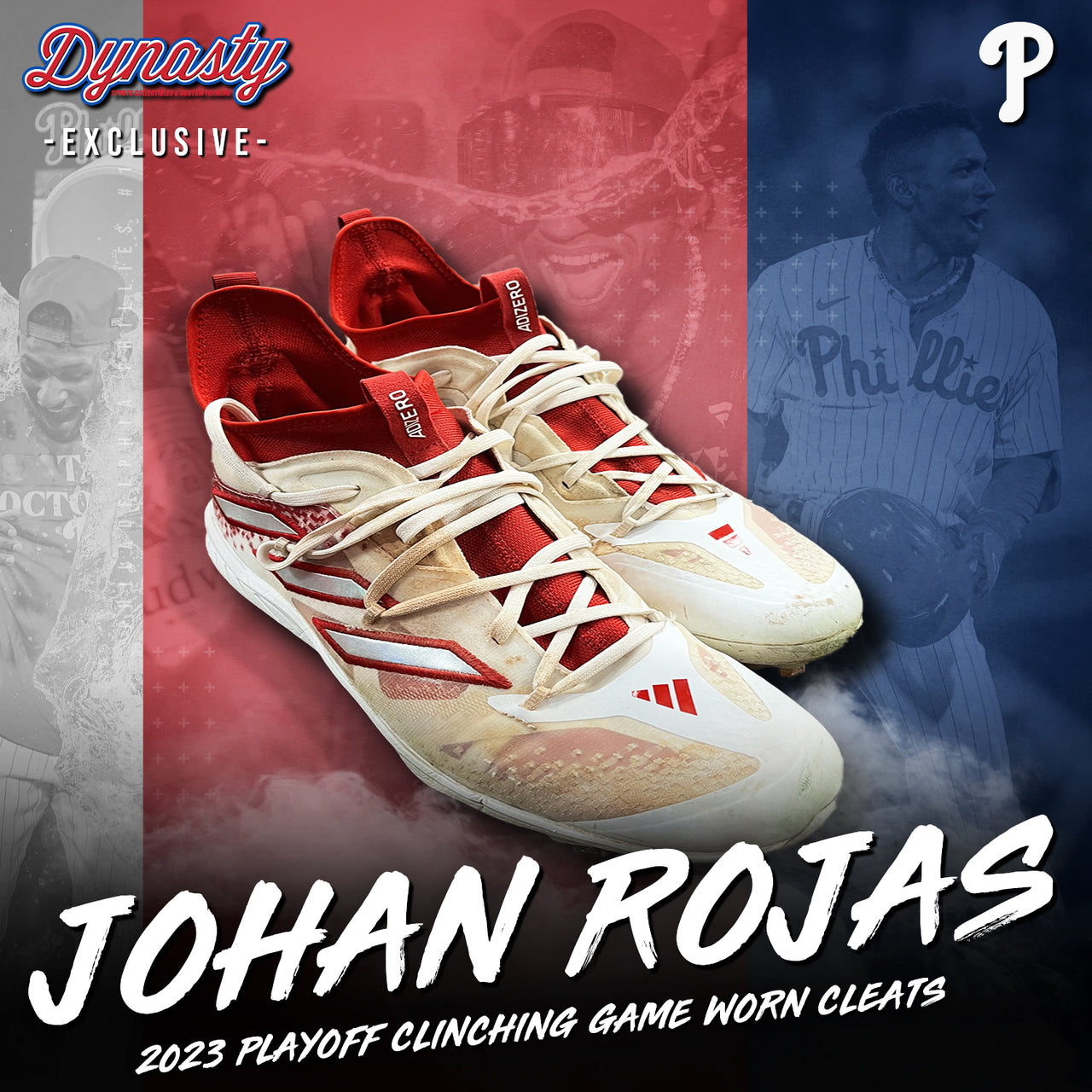 Johan Rojas Game-Worn Cleats From Phillies Postseason Clinching Game