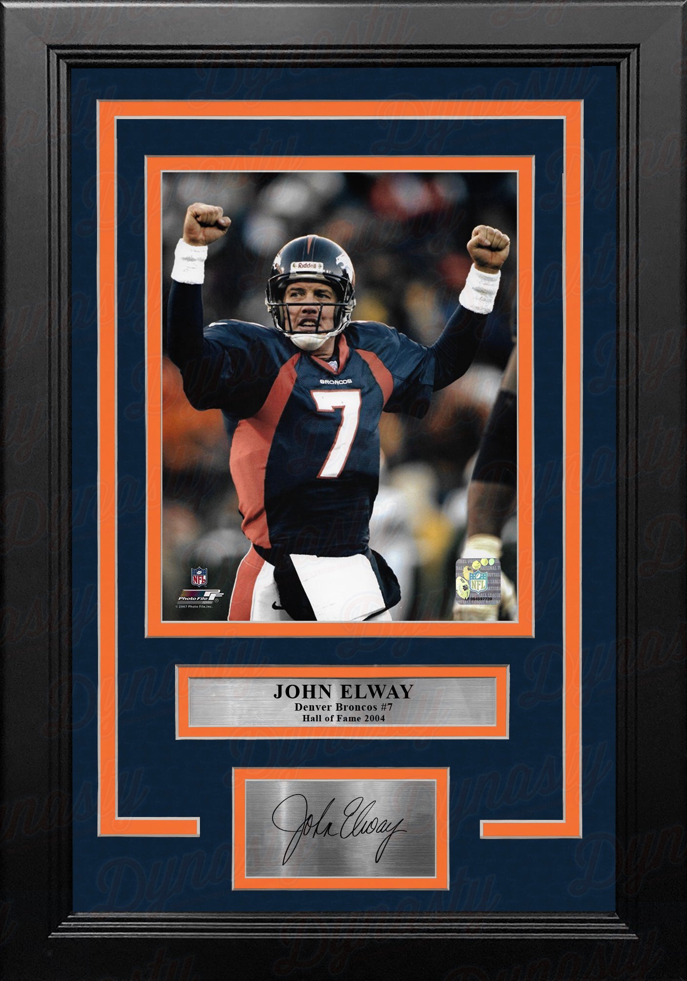 John Elway Celebration Denver Broncos 8" x 10" Framed Football Photo with Engraved Autograph