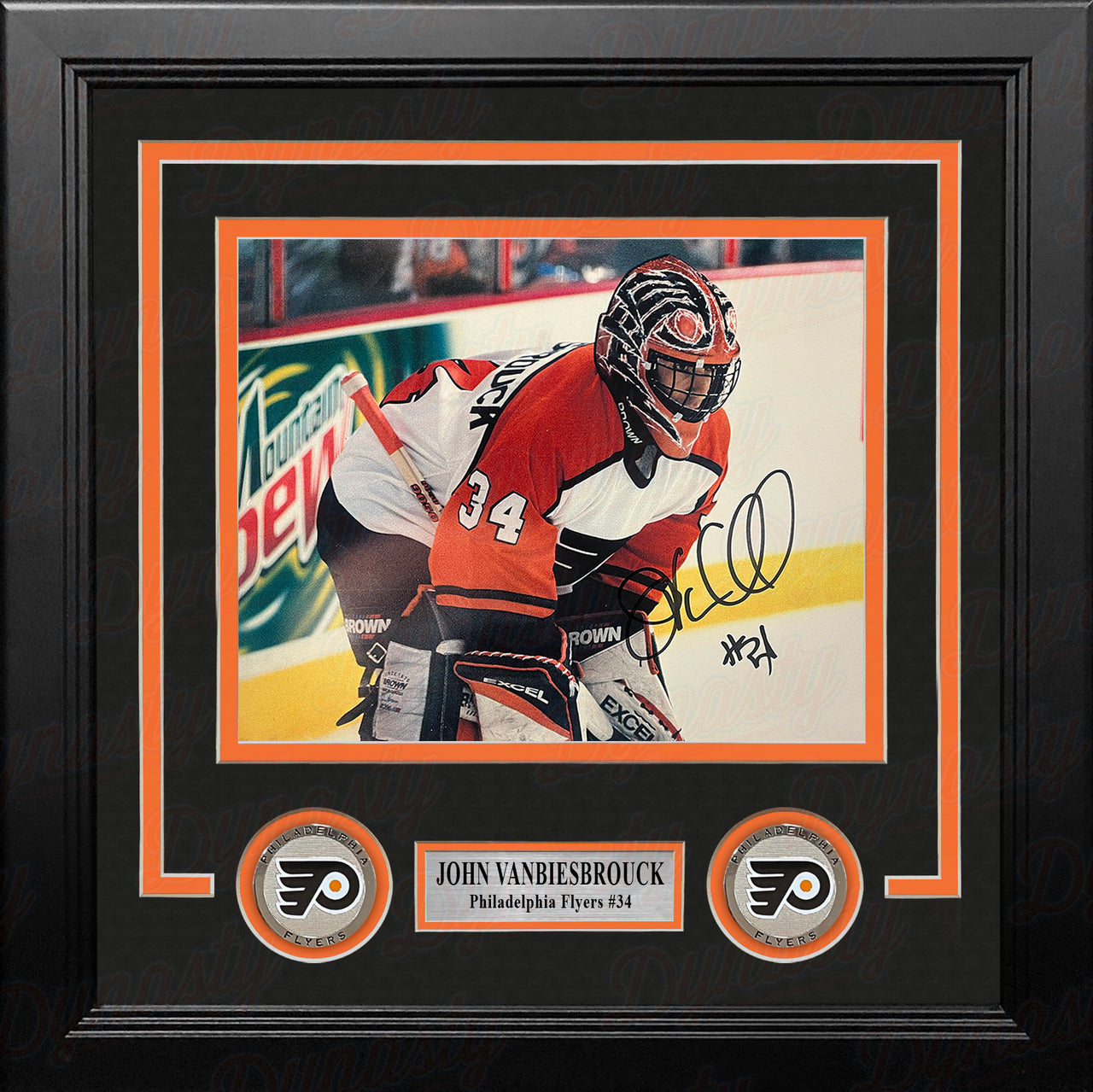 John Vanbiesbrouck in Action Philadelphia Flyers Autographed 8" x 10" Framed Hockey Photo