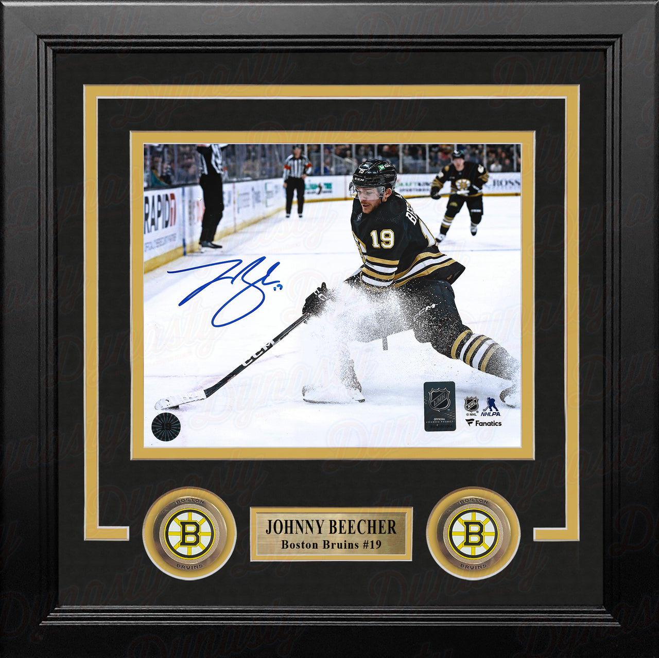 Johnny Beecher in Action Boston Bruins Autographed 8" x 10" Framed Hockey Photo