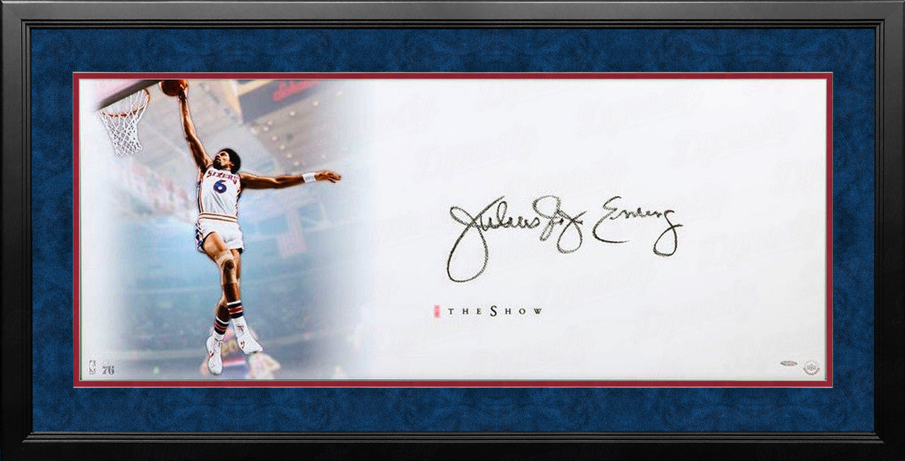 Julius Erving The Show Philadelphia 76ers Autographed 46" x 20" Framed Basketball Photo