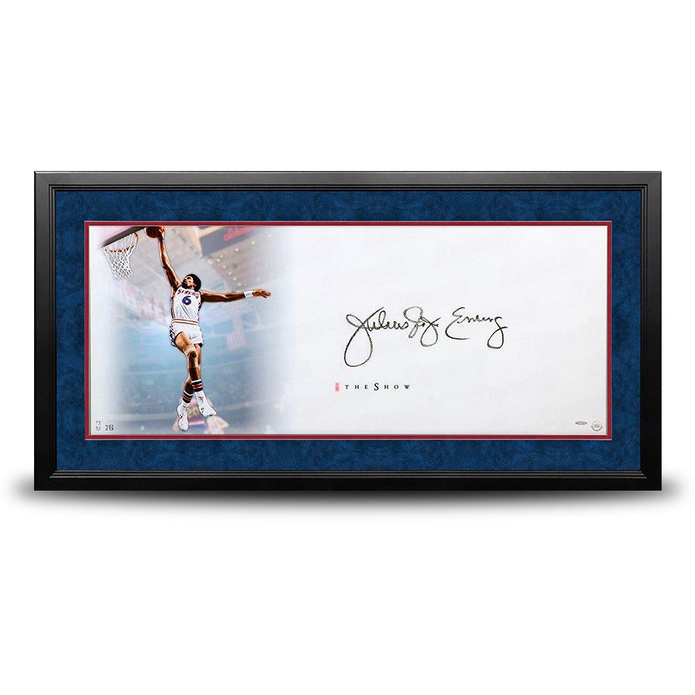Julius Erving The Show Philadelphia 76ers Autographed 46" x 20" Framed Basketball Photo