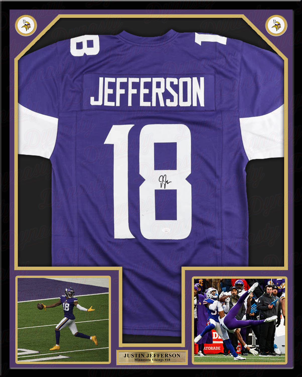 Justin Jefferson Minnesota Vikings Autographed Framed Purple Football Jersey - JSA Authenticated