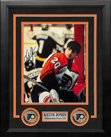 Keith Jones in Action Philadelphia Flyers Autographed 8" x 10" Framed Hockey Photo - Dynasty Sports & Framing 