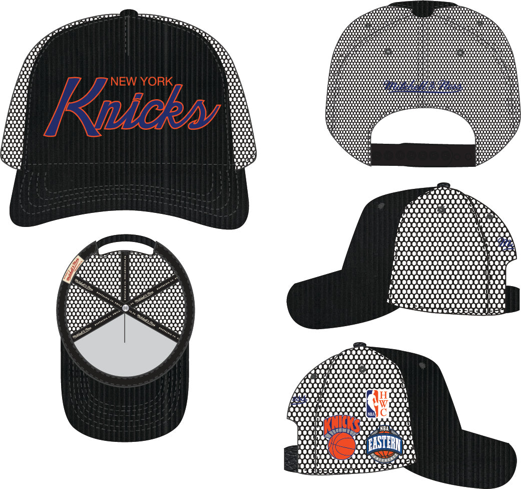 New York Knicks Mitchell & Ness Times Up Snapback Vintage Trucker Hat