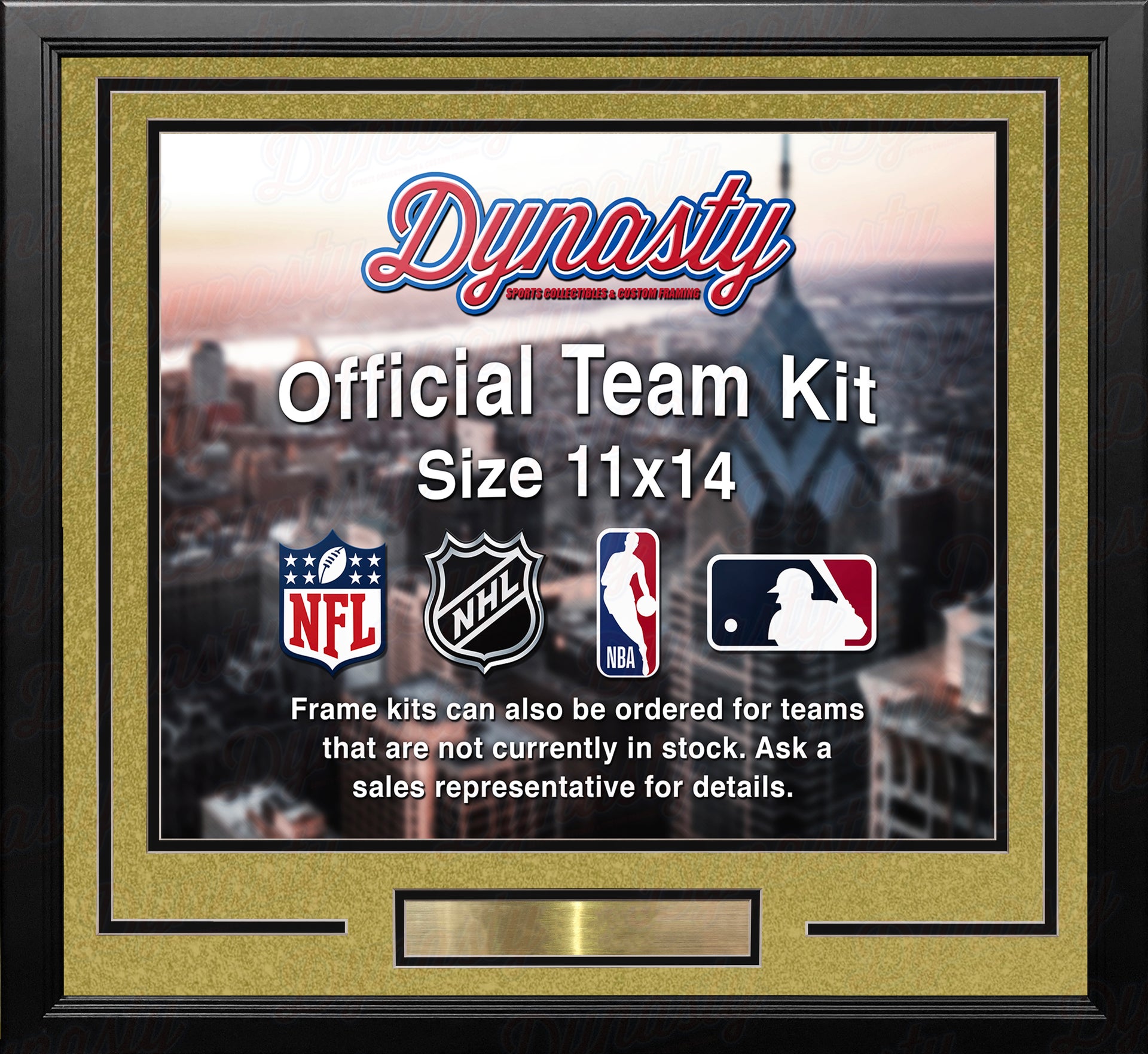 Vegas Golden Knights Gold Custom NHL Hockey 11x14 Picture Frame Kit - Dynasty Sports & Framing 