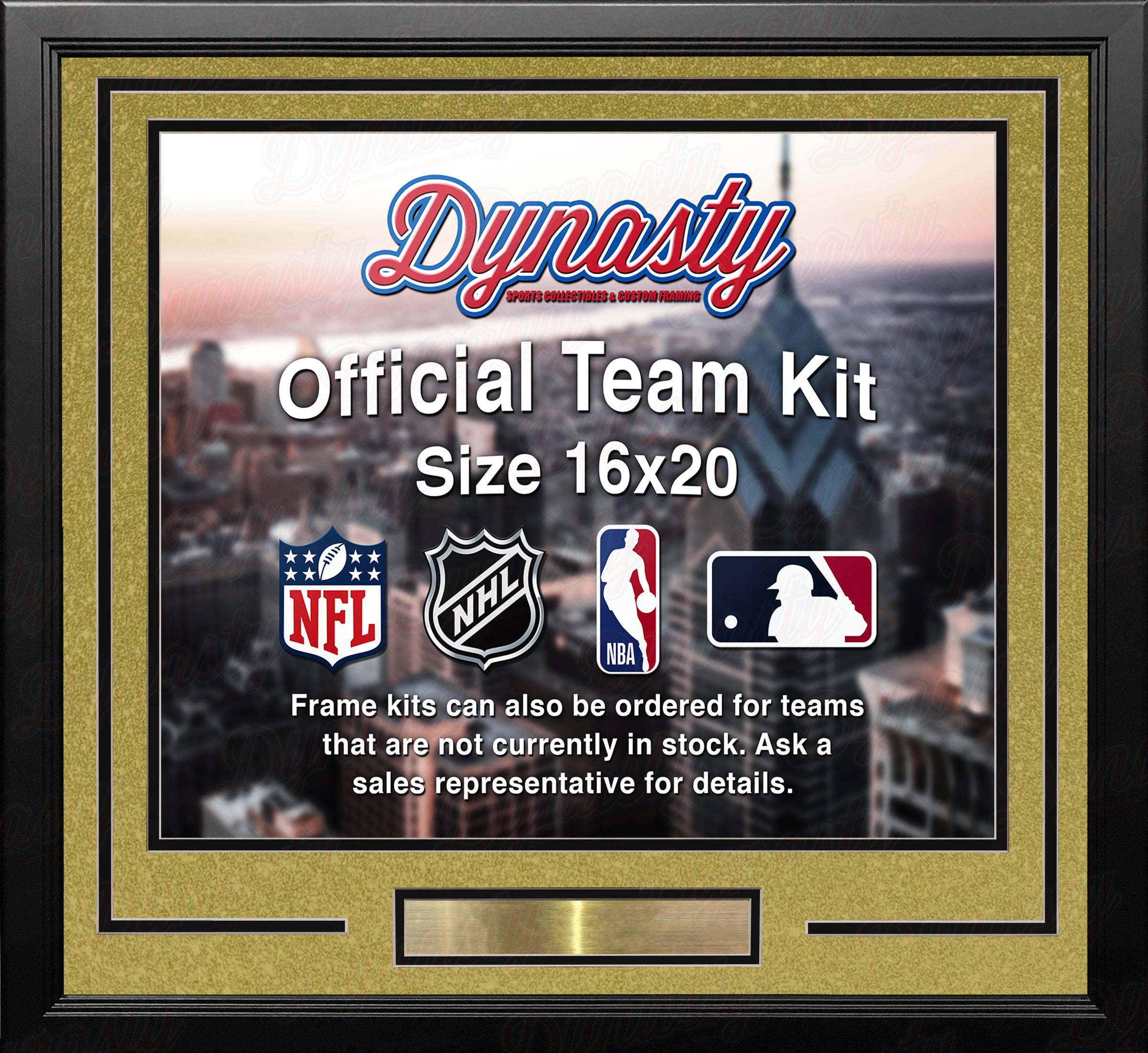 Vegas Golden Knights Gold Custom NHL Hockey 16x20 Picture Frame Kit - Dynasty Sports & Framing 