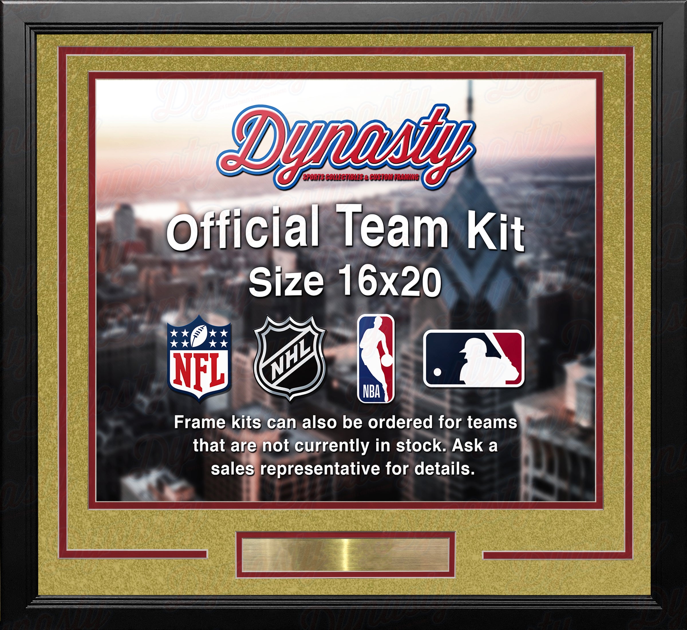Vegas Golden Knights Gold Custom NHL Hockey 16x20 Picture Frame Kit - Dynasty Sports & Framing 