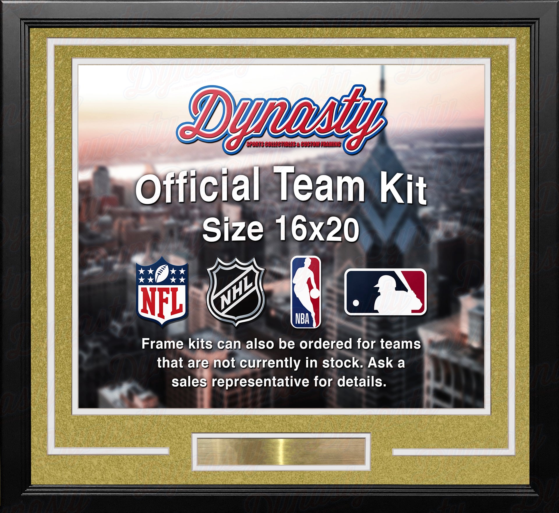 Vegas Golden Knights Gold Custom NHL Hockey 16x20 Picture Frame Kit - Dynasty Sports & Framing 