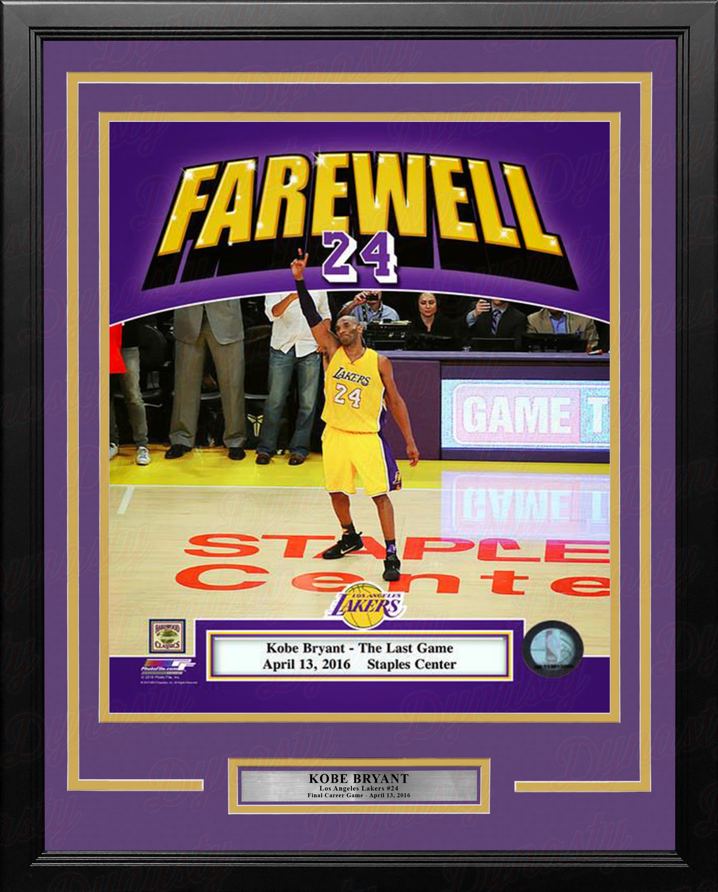 Kobe Bryant Final Career NBA Game Los Angeles Lakers 11" x 14" Framed Basketball Photo