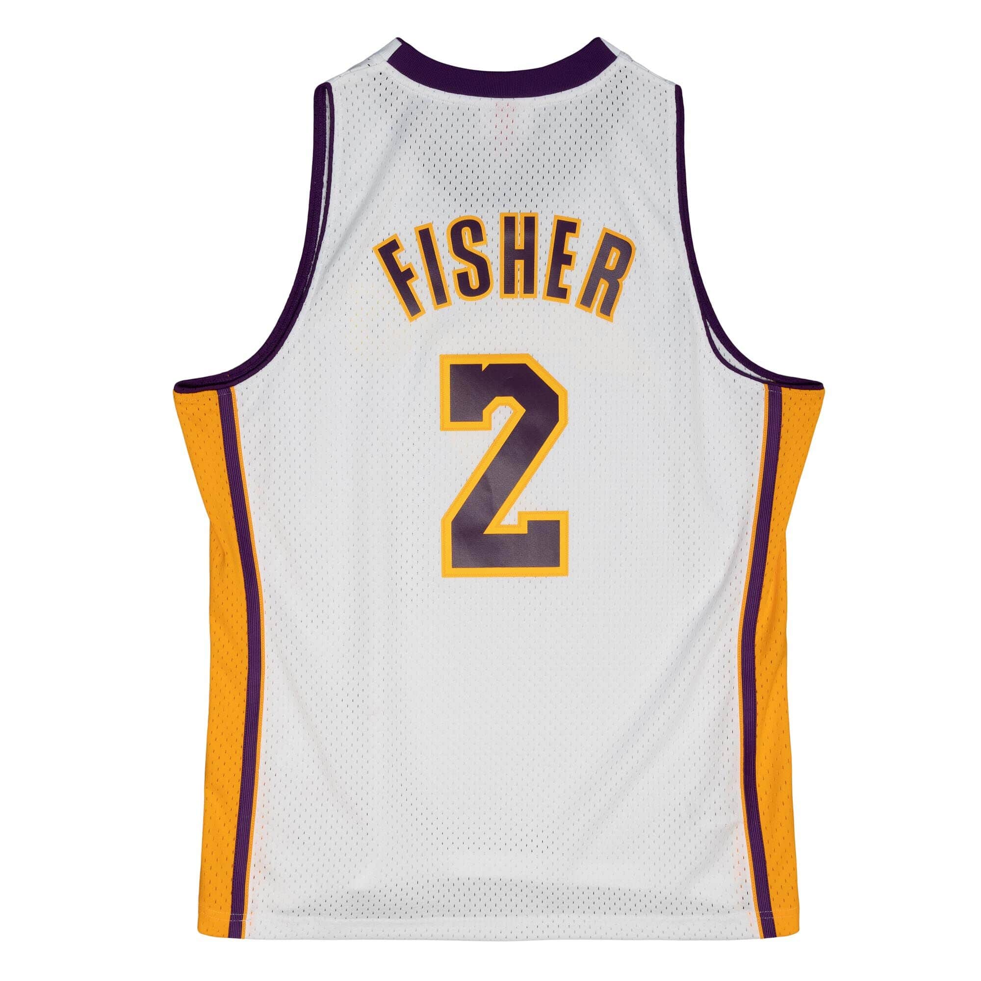 Derek Fisher Los Angeles Lakers Mitchell & Ness White Hardwood Classics 2002-03 Swingman Jersey