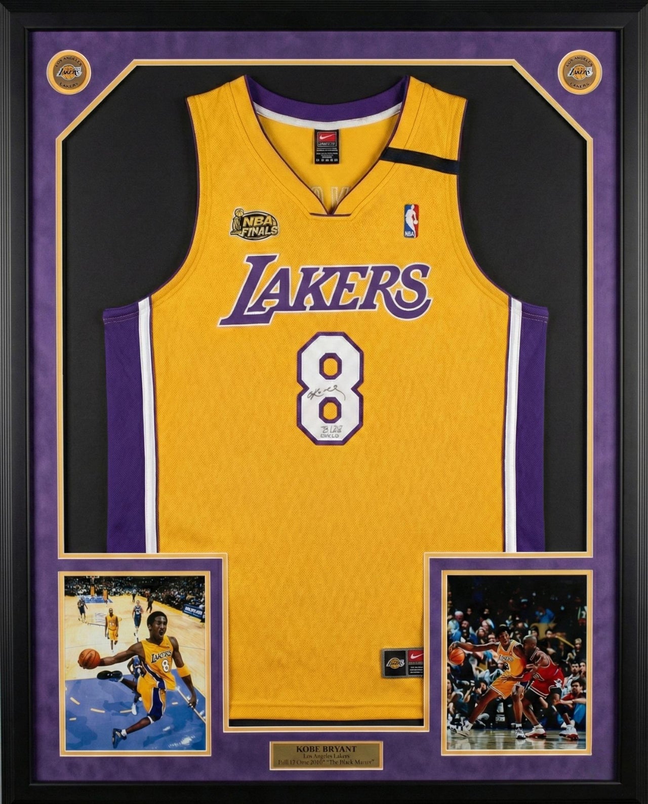 Kobe Bryant Los Angeles Lakers Autographed Framed Game-Issued NBA Finals Basketball Jersey Numbered to 108