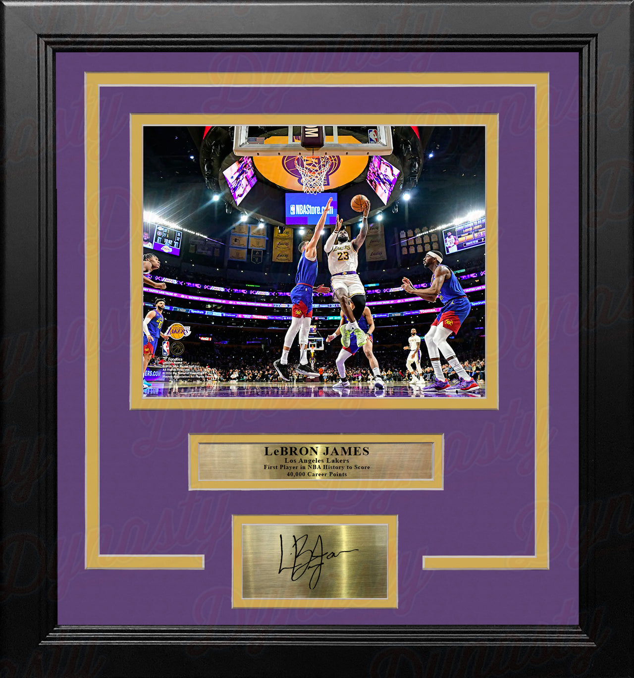 LeBron James 1st Player to Score 40,000 Points LA Lakers 8x10 Framed Photo with Engraved Autograph