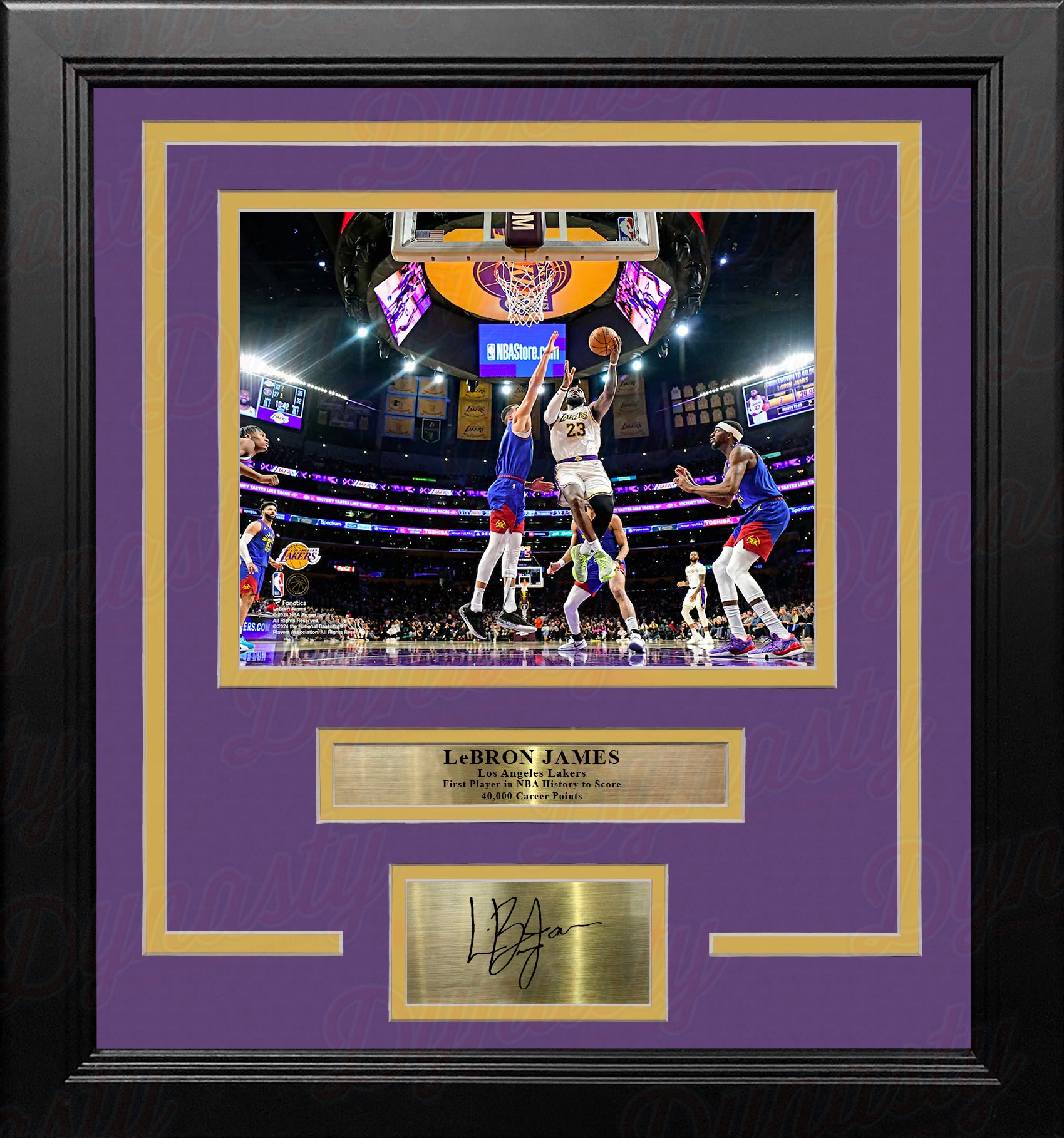 LeBron James 1st Player to Score 40,000 Points LA Lakers 8x10 Framed Photo with Engraved Autograph