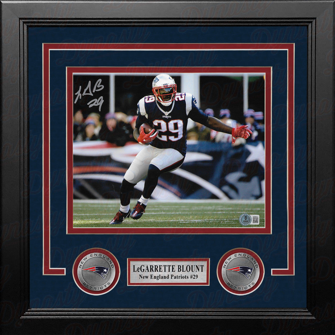LeGarrette Blount in Action Autographed New England Patriots 8" x 10" Framed Football Photo