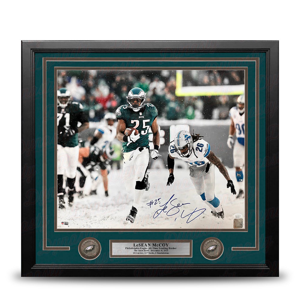 LeSean McCoy Snow Bowl Run Philadelphia Eagles Autographed 16" x 20" Framed Football Photo