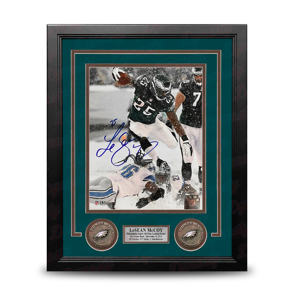 LeSean McCoy Snow Bowl Philadelphia Eagles Autographed 8" x 10" Framed Photo - Dynasty Sports COA